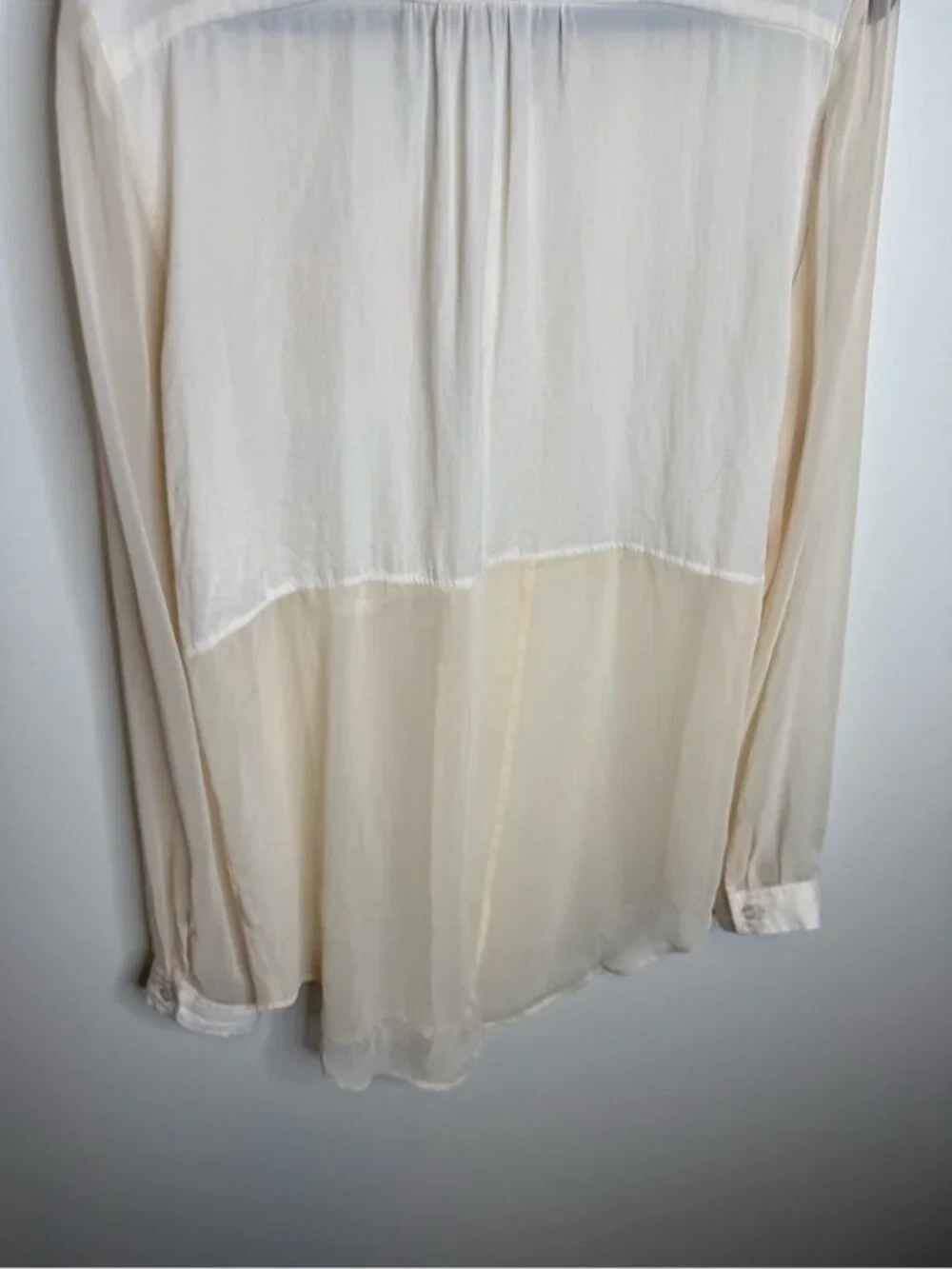 Free People Sheer Ivory Button-Down Blouse